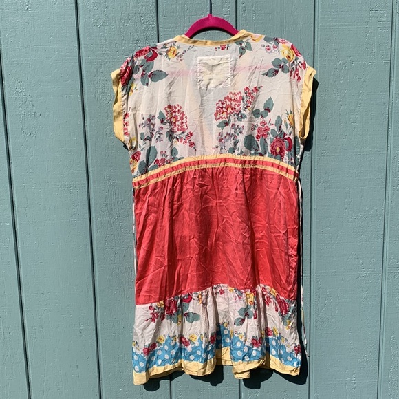 JOHNNY WAS Mixed Silk Print Floral Embroidered V-Neck Dress S - Picture 3 of 10